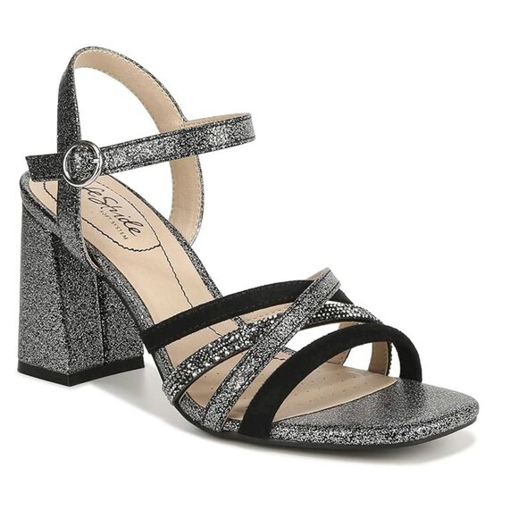 LifeStride Belle Strappy Sandals in Pewter Black Silver Women's Size 11M New in - Picture 5 of 6